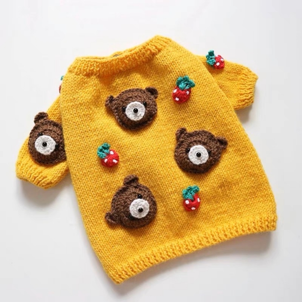 Yellow bear dog sweater